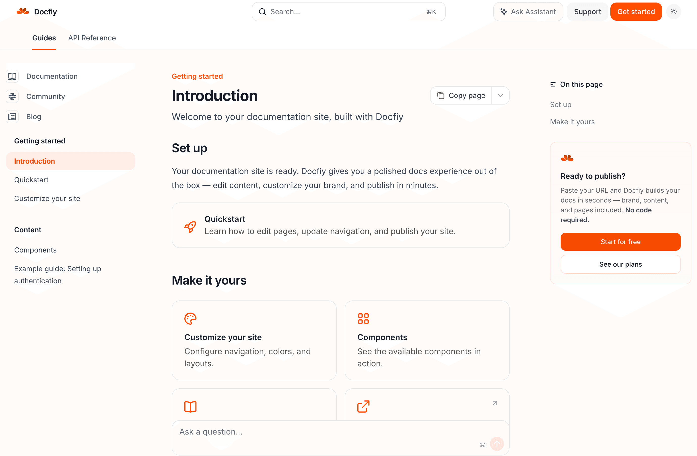 Docfiy documentation site preview